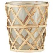 Candle holder f/tealight w/bamboo braid