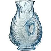 Fiskevase lyseblåt glas