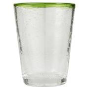 Drikkeglas m/grøn kant mundblæst tykkelse og vægt på glasset vil variere