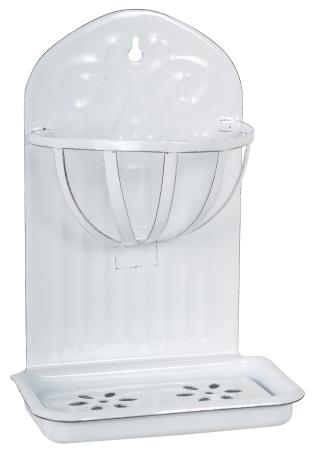Enamel Soapdish Wallhang White Ib Laursen 0428 11 Enamel Wallhang Soapdish W Basket White