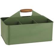 Box w/6 rooms and wooden handle green