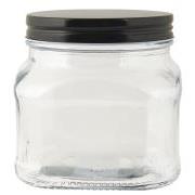 Glass jar w/black lid square 450 ml