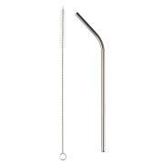 Straw w/bend stainless steel package w/6 pcs and cleaning brush