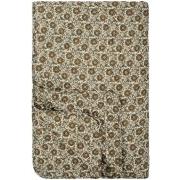 Quilt cremefarvet m/mustard blomsterranker