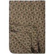 Quilt sandfarvet m/petrolfarvede blomsterranker