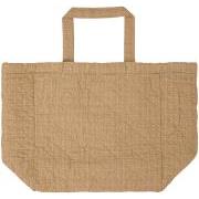 Taske quiltet beige m/små brune blomster