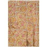 Quilt støvblå m/lyserødt, rødt, grønt og gult paisley- og blomstermønster