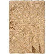 Quilt beige m/gule, grønne og hindbærfarvede blomster