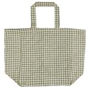 Bag quilted green w/small natural checks