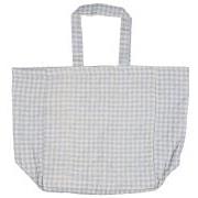 Bag quilted light blue w/small natural checks