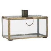 Candle holder f/dinner candle glass box w/punched lid