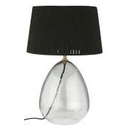 Table lamp Kairo w/structured glass and black jute shade black cord w/switch L:220 cm