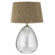 Table lamp Kairo w/structured glass and natural jute shade white cord w/switch L:220 cm