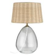 Table lamp Kairo w/structured glass and natural cane shade white cord w/switch L:220 cm