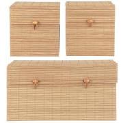 Box set of 3 w/bamboo lid 1 oblong 2 square