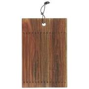 Cutting board w/grooves rectangular w/leather string olied acacia wood