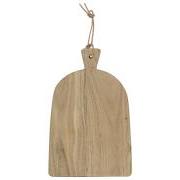 Cutting board w/curved top and short handle w/leather string acacia wood
