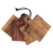 Cutting board mini set of 4 w/leather string oiled acacia wood
