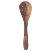 Olive spoon w/holes oiled acacia wood