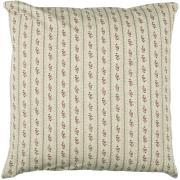 Cushion cover beige w/raspberry/aubergine coloured flowers