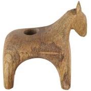 Horse candle holder f/dinner candle UNIQUE wood natural colour, hand carved