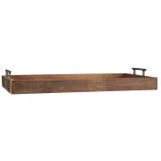 Wooden tray w/metal handles UNIQUE