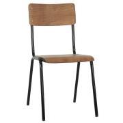 Chair plywood seat/backrest and black metal frame knock-down stackable