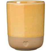 Krus u/hank Heart mat brunt ler m/gul kant 190 ml