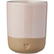 Krus u/hank Heart mat brunt ler m/rosa kant 190 ml