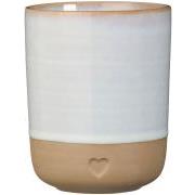 Krus u/hank Heart mat brunt ler m/hvid kant 190 ml