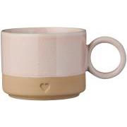 Krus m/hank Heart mat brunt ler m/rosa kant 290 ml