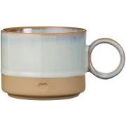 Krus m/hank Heart mat brunt ler m/lyseblå kant 290 ml
