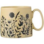 Krus m/hank wheat straw m/sorte blomstersilhuetter 300 ml