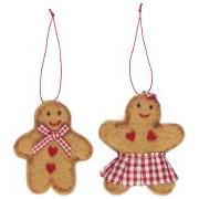 Gingerbread couple for hanging 2 asstd Stillenat felt