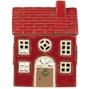 House f/tealight Stillenat red roof and brown door
