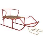 Deco sledge red w/wooden seat