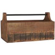 Wooden box w/iron handle oblong UNIQUE