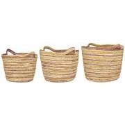 Basket set of 3 w/grasps natural/rose/yellow mix