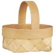Basket mini w/handle across braided chip wood