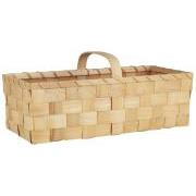 Basket oblong w/handle across braided chip wood