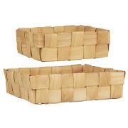 Basket set of 2 square braided chip wood