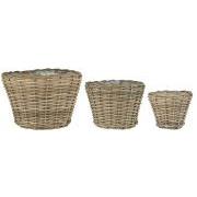Basket set of 3 rattan w/plastic inside round