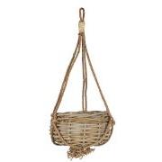Hanging basket rattan w/plastic inside and jute string