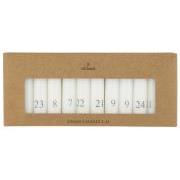 Short dinner candles 1-24 white w/grey numbers