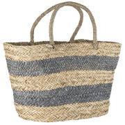 Beach bag seagrass and corn w/grey stripes