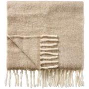 Plaid sandfarvet melange m/off white frynser