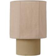 Bordlampe lille m/hørfarvet cementfod, tekstilskærm, tekstilledning m/afbryder L:180 Halo