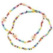 Bracelet 2 asstd glass beads multicolours on elastic