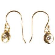 Earrings w/small stone brass gold-plated Lotus