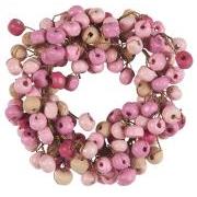 Candle wreath f/2.2 cm candle light pink wooden beads handmade inside Ø:3 cm